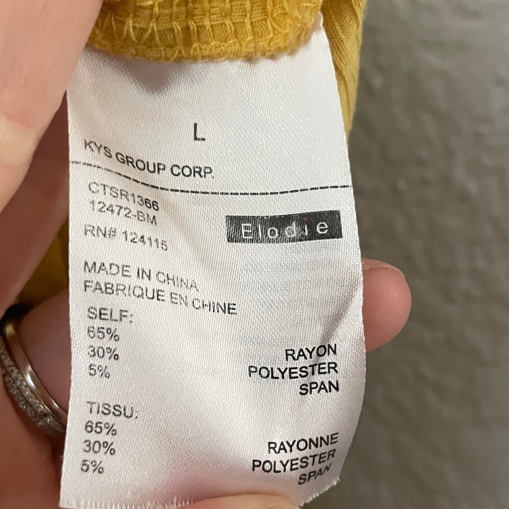 ELODIE Yellow Ribbed Tank Ruffle Straps Bodysuit Large - Picture 10 of 10